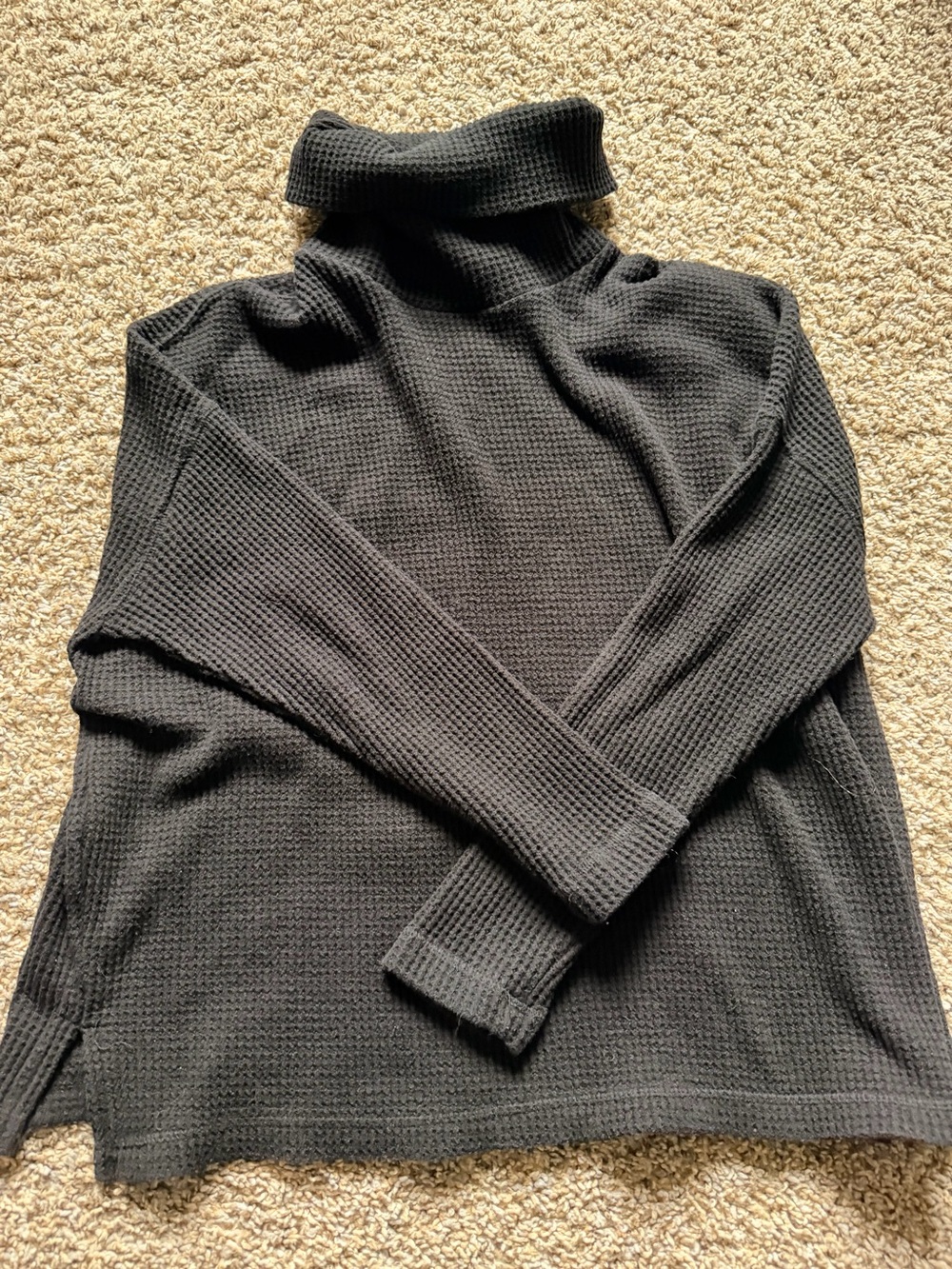 Old Navy Womens Black Waffle Turtleneck Sweater